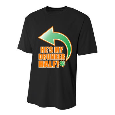 He's My Drunker Half Funny St. Patrick's Day Drinking Youth Performance Sprint T-Shirt