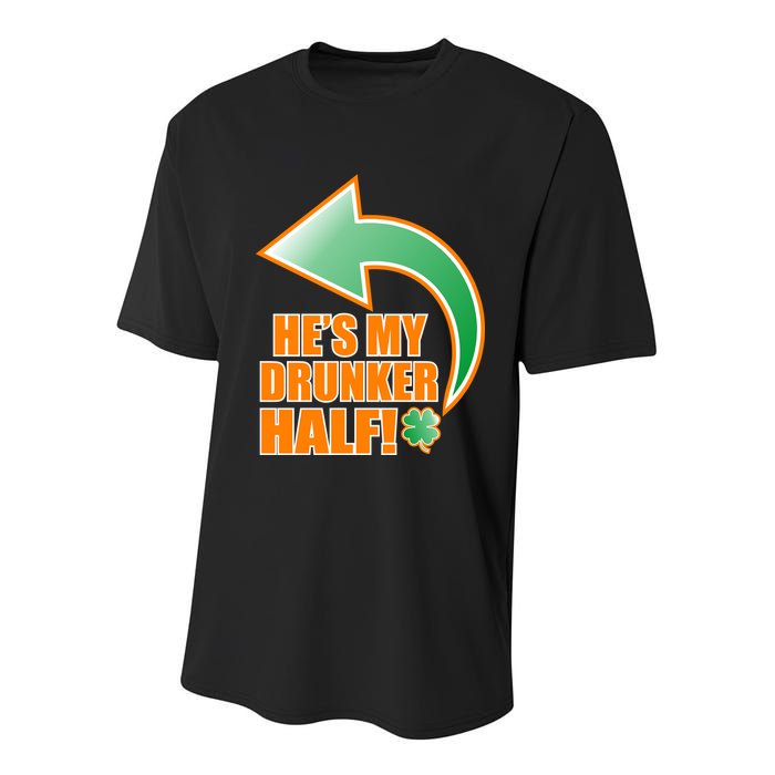 He's My Drunker Half Funny St. Patrick's Day Drinking Youth Performance Sprint T-Shirt