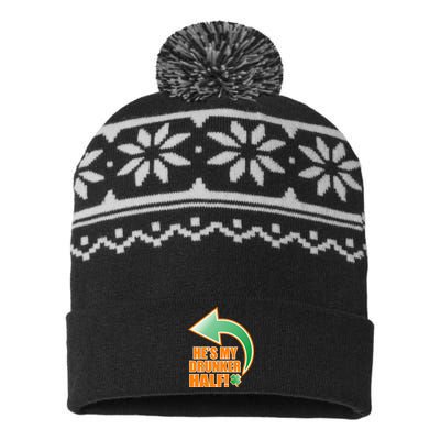 He's My Drunker Half Funny St. Patrick's Day Drinking USA-Made Snowflake Beanie