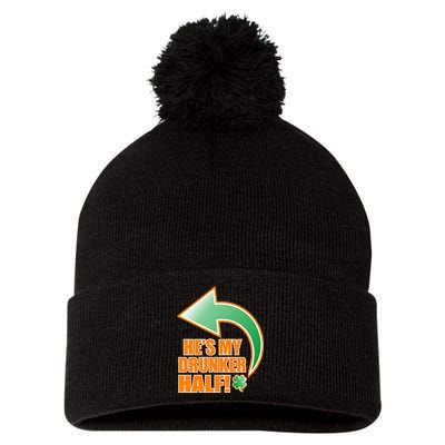 He's My Drunker Half Funny St. Patrick's Day Drinking Pom Pom 12in Knit Beanie