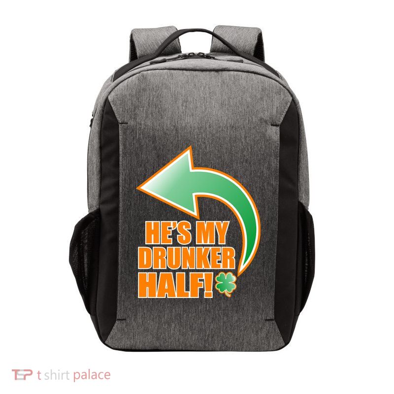 He's My Drunker Half Funny St. Patrick's Day Drinking Vector Backpack