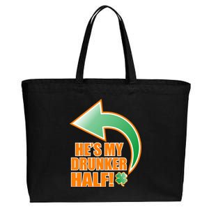 He's My Drunker Half Funny St. Patrick's Day Drinking Cotton Canvas Jumbo Tote