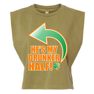 He's My Drunker Half Funny St. Patrick's Day Drinking Garment-Dyed Women's Muscle Tee