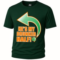 He's My Drunker Half Funny St. Patrick's Day Drinking Cooling Performance Crew T-Shirt