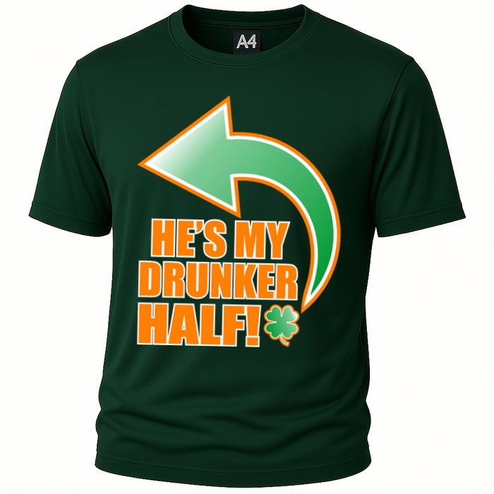 He's My Drunker Half Funny St. Patrick's Day Drinking Cooling Performance Crew T-Shirt