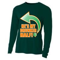 He's My Drunker Half Funny St. Patrick's Day Drinking Cooling Performance Long Sleeve Crew
