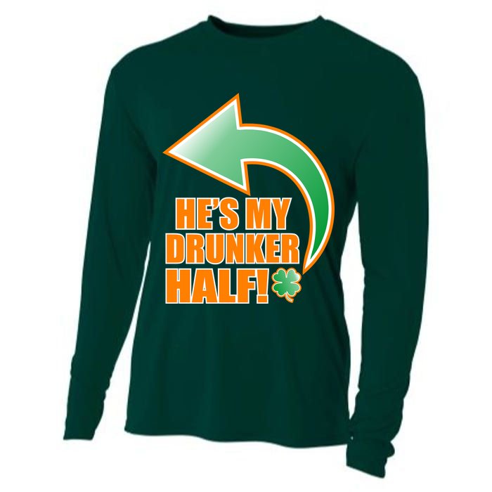 He's My Drunker Half Funny St. Patrick's Day Drinking Cooling Performance Long Sleeve Crew
