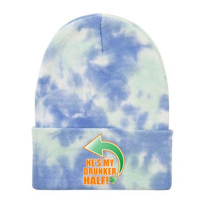 He's My Drunker Half Funny St. Patrick's Day Drinking Tie Dye 12in Knit Beanie