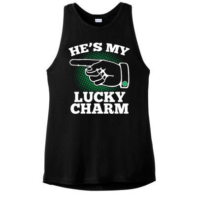 He's My Lucky Charm St Patrick's Day Matching Couples Ladies PosiCharge Tri-Blend Wicking Tank