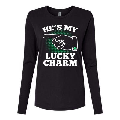 He's My Lucky Charm St Patrick's Day Matching Couples Womens Cotton Relaxed Long Sleeve T-Shirt