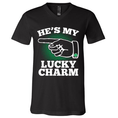 He's My Lucky Charm St Patrick's Day Matching Couples V-Neck T-Shirt