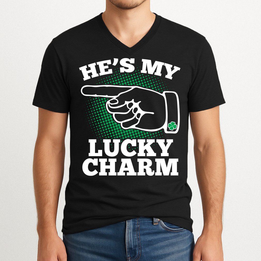 He's My Lucky Charm St Patrick's Day Matching Couples V-Neck T-Shirt