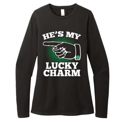 He's My Lucky Charm St Patrick's Day Matching Couples Womens CVC Long Sleeve Shirt