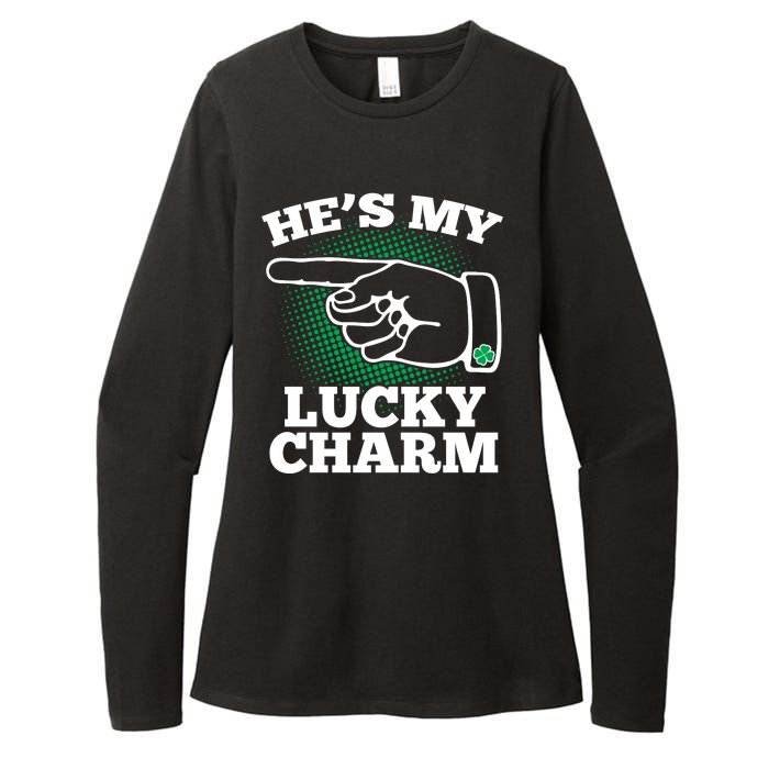 He's My Lucky Charm St Patrick's Day Matching Couples Womens CVC Long Sleeve Shirt