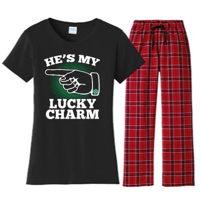 He's My Lucky Charm St Patrick's Day Matching Couples Women's Flannel Pajama Set