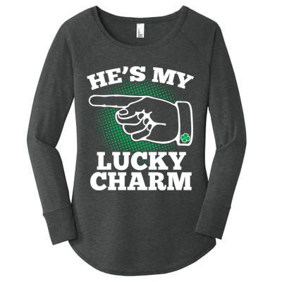 He's My Lucky Charm St Patrick's Day Matching Couples Women's Perfect Tri Tunic Long Sleeve Shirt