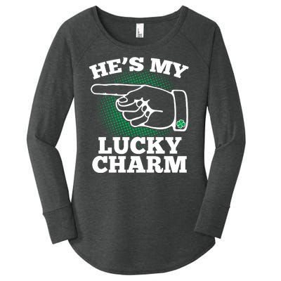 He's My Lucky Charm St Patrick's Day Matching Couples Women's Perfect Tri Tunic Long Sleeve Shirt