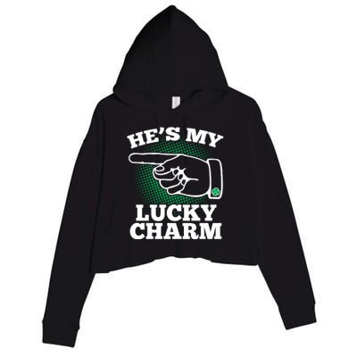 He's My Lucky Charm St Patrick's Day Matching Couples Crop Fleece Hoodie