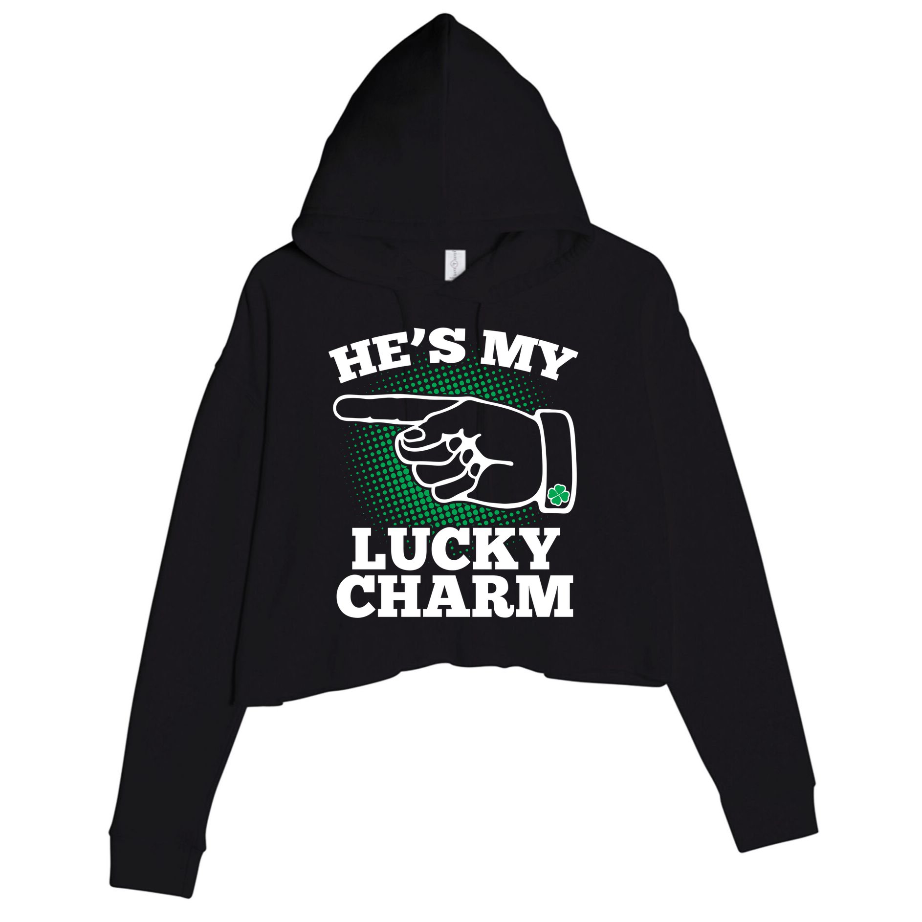 He's My Lucky Charm St Patrick's Day Matching Couples Crop Fleece Hoodie
