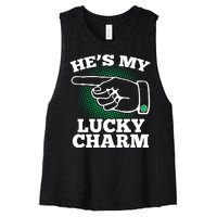 He's My Lucky Charm St Patrick's Day Matching Couples Women's Racerback Cropped Tank