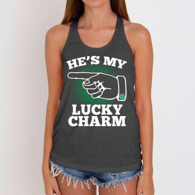 He's My Lucky Charm St Patrick's Day Matching Couples Women's Knotted Racerback Tank