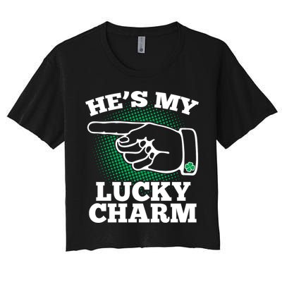 He's My Lucky Charm St Patrick's Day Matching Couples Crop Top