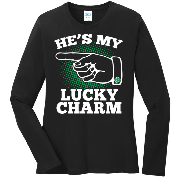 He's My Lucky Charm St Patrick's Day Matching Couples Ladies Long Sleeve Shirt