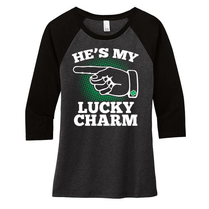 He's My Lucky Charm St Patrick's Day Matching Couples Women's Tri-Blend 3/4-Sleeve Raglan Shirt