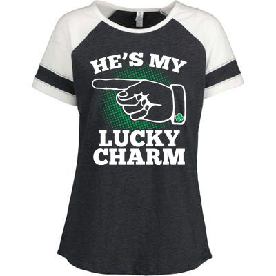 He's My Lucky Charm St Patrick's Day Matching Couples Enza Ladies Jersey Colorblock Tee