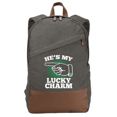 He's My Lucky Charm St Patrick's Day Matching Couples Cotton Canvas Backpack