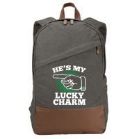 He's My Lucky Charm St Patrick's Day Matching Couples Cotton Canvas Backpack