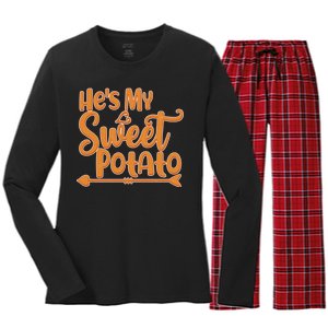 He's My Sweet Potato Women's Long Sleeve Flannel Pajama Set 