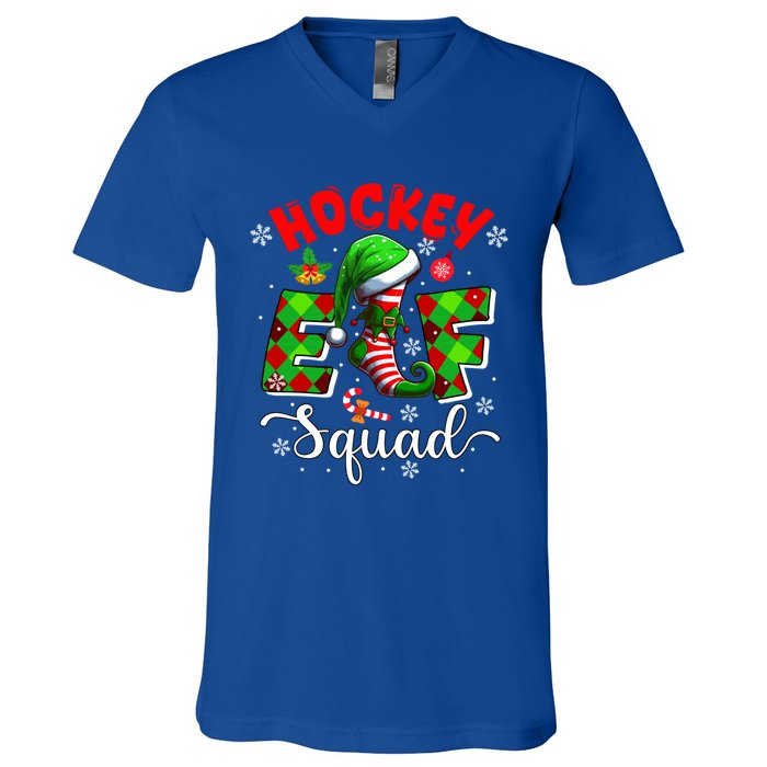 Hockey Elf Squad Christmas Player Team Sports Lover Cool Gift V-Neck T-Shirt