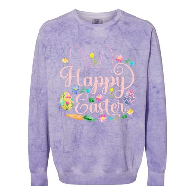 Happy Easter Sayings Egg Bunny Colorblast Crewneck Sweatshirt