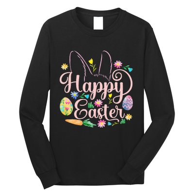 Happy Easter Sayings Egg Bunny Long Sleeve Shirt