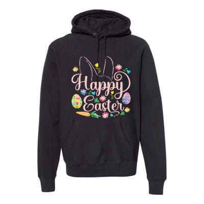 Happy Easter Sayings Egg Bunny Premium Hoodie