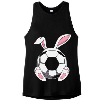 Happy Easter Soccer Bunny Ears Funny Egg Ladies PosiCharge Tri-Blend Wicking Tank