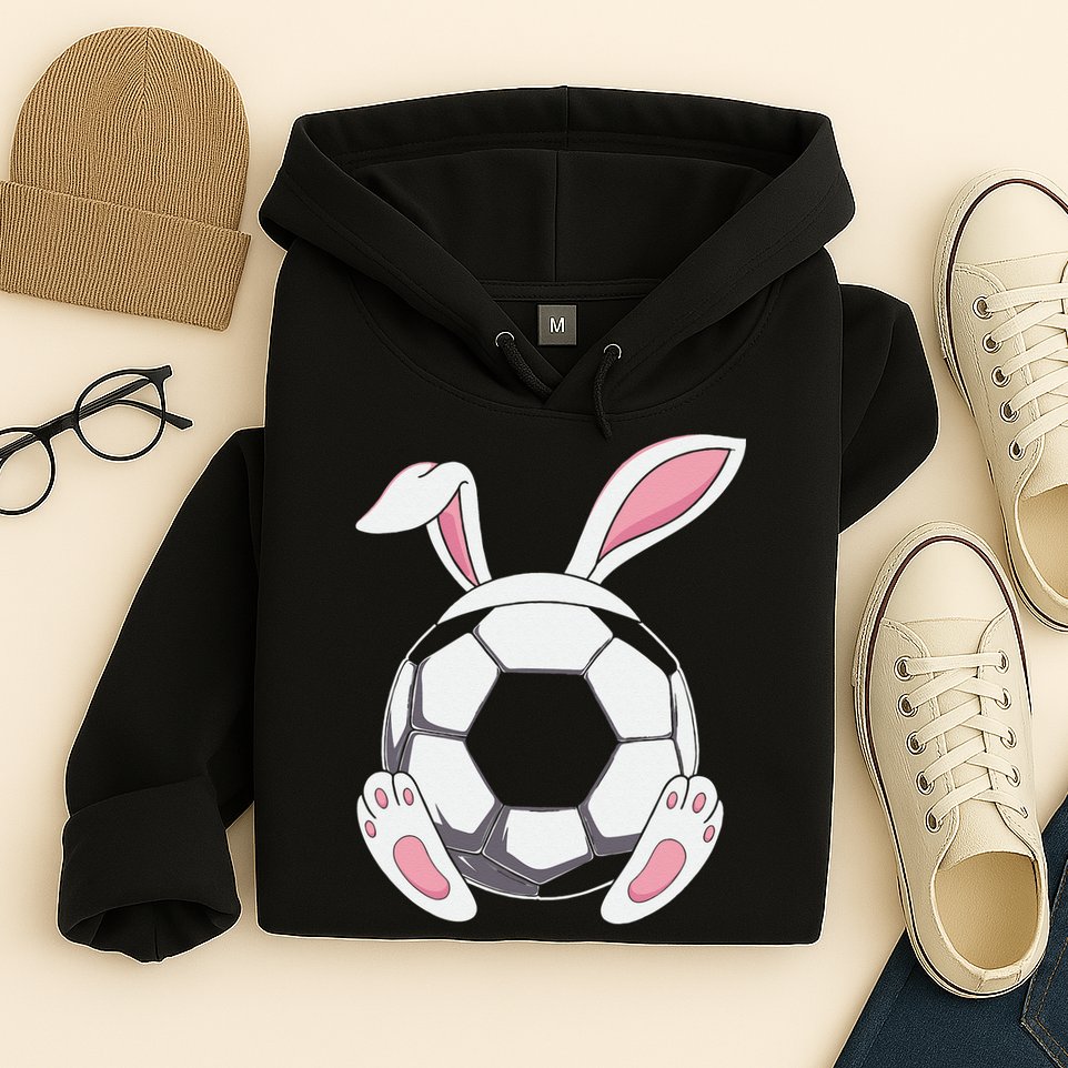 Happy Easter Soccer Bunny Ears Funny Egg Hoodie