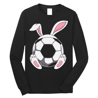 Happy Easter Soccer Bunny Ears Funny Egg Long Sleeve Shirt