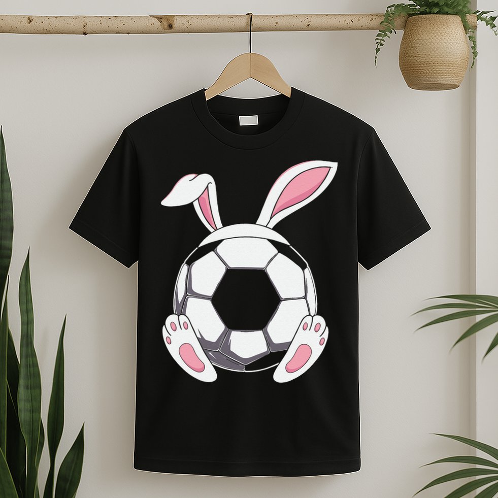 Happy Easter Soccer Bunny Ears Funny Egg T-Shirt