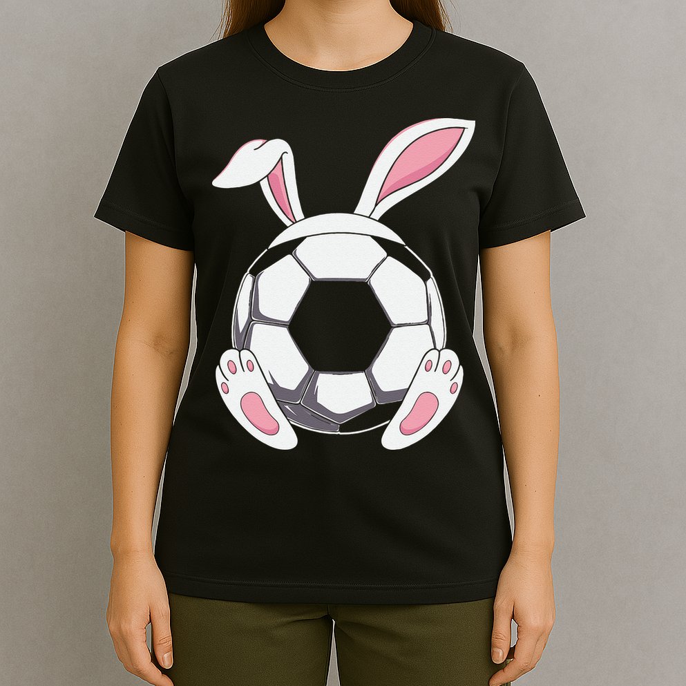 Happy Easter Soccer Bunny Ears Funny Egg T-Shirt