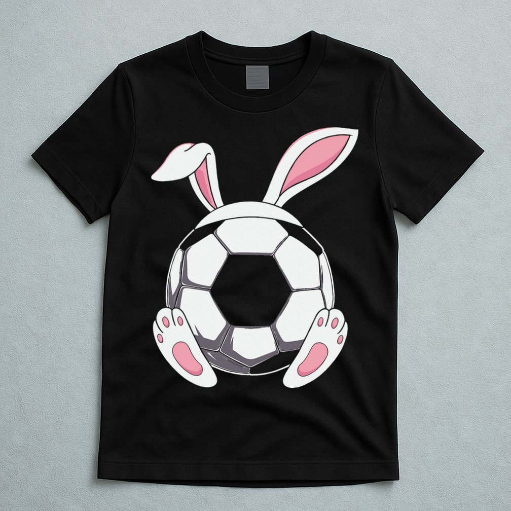 Happy Easter Soccer Bunny Ears Funny Egg T-Shirt