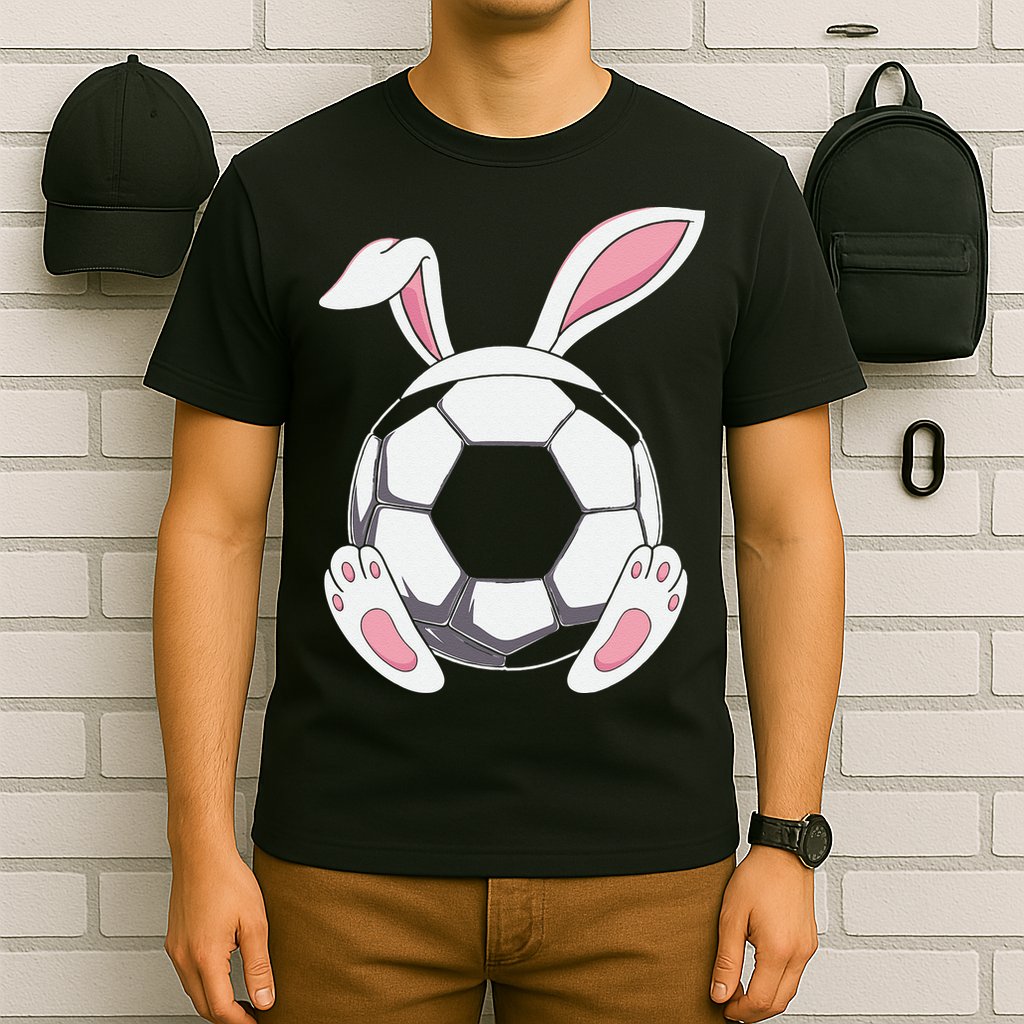 Happy Easter Soccer Bunny Ears Funny Egg T-Shirt
