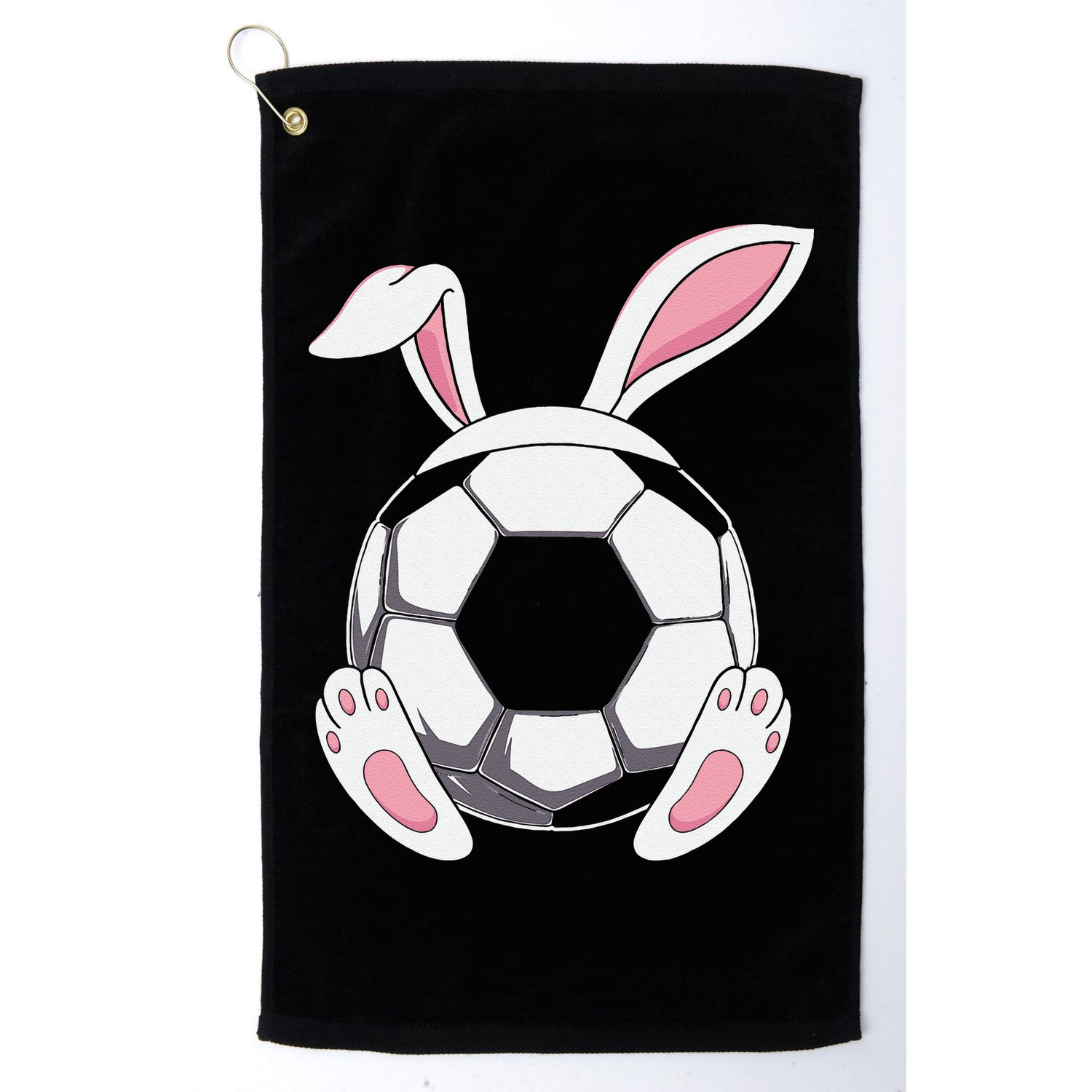 Happy Easter Soccer Bunny Ears Funny Egg Golf Towel
