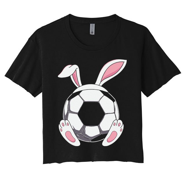 Happy Easter Soccer Bunny Ears Funny Egg Crop Top