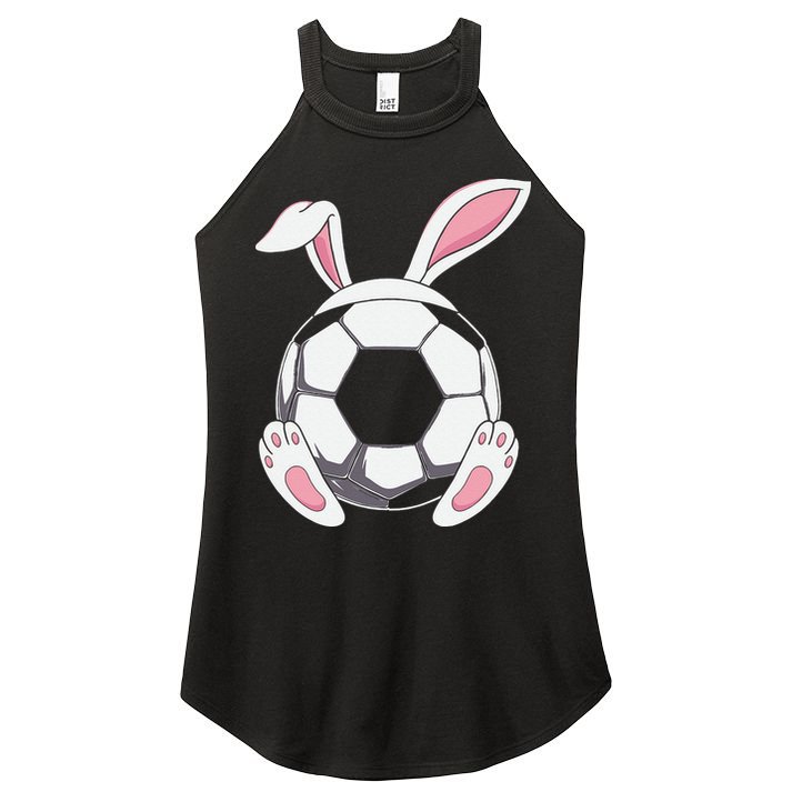 Happy Easter Soccer Bunny Ears Funny Egg Women's Perfect Tri Rocker Tank