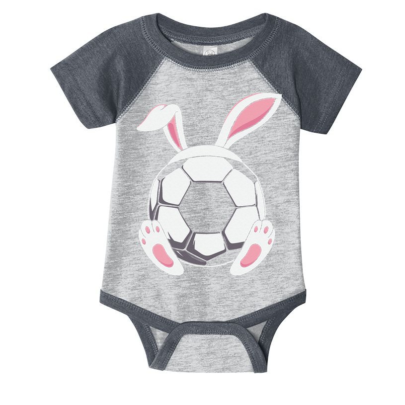 Happy Easter Soccer Bunny Ears Funny Egg Infant Baby Jersey Bodysuit