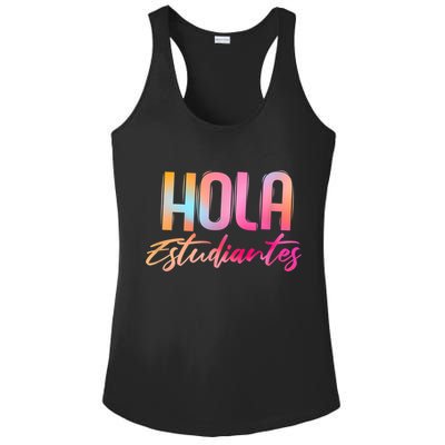 Hola Estudiantes Spanish Teacher Funny Back To School Ladies PosiCharge Competitor Racerback Tank