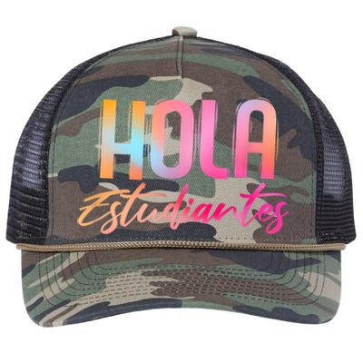 Hola Estudiantes Spanish Teacher Funny Back To School Retro Rope Trucker Hat Cap