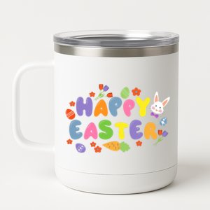 Happy Easter Spring Flowers Bunny Egg Hunt Gift 12 oz Stainless Steel Tumbler Cup